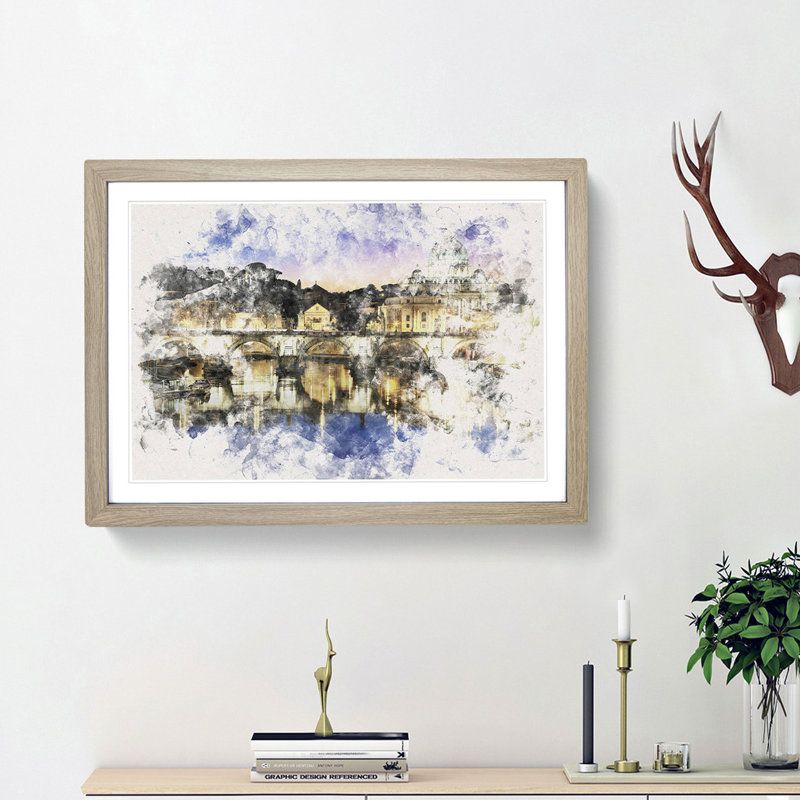 St. Peters Basilica in Rome Italy - Framed Print, 62cm H x 87cm W x 2cm D, Oak Framed