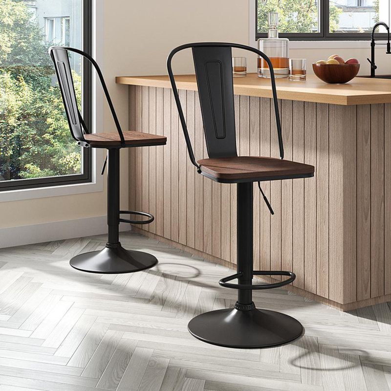 Anirvin Adjustable Height Counter Stool with Metal Frame