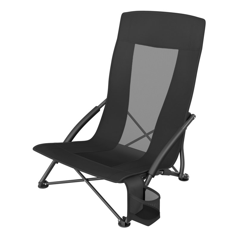 Portable Beach Chair For Adults, Max. Load 330 Lb, High Backrest, Cup Holder, Lightweight, Heavy-Duty
