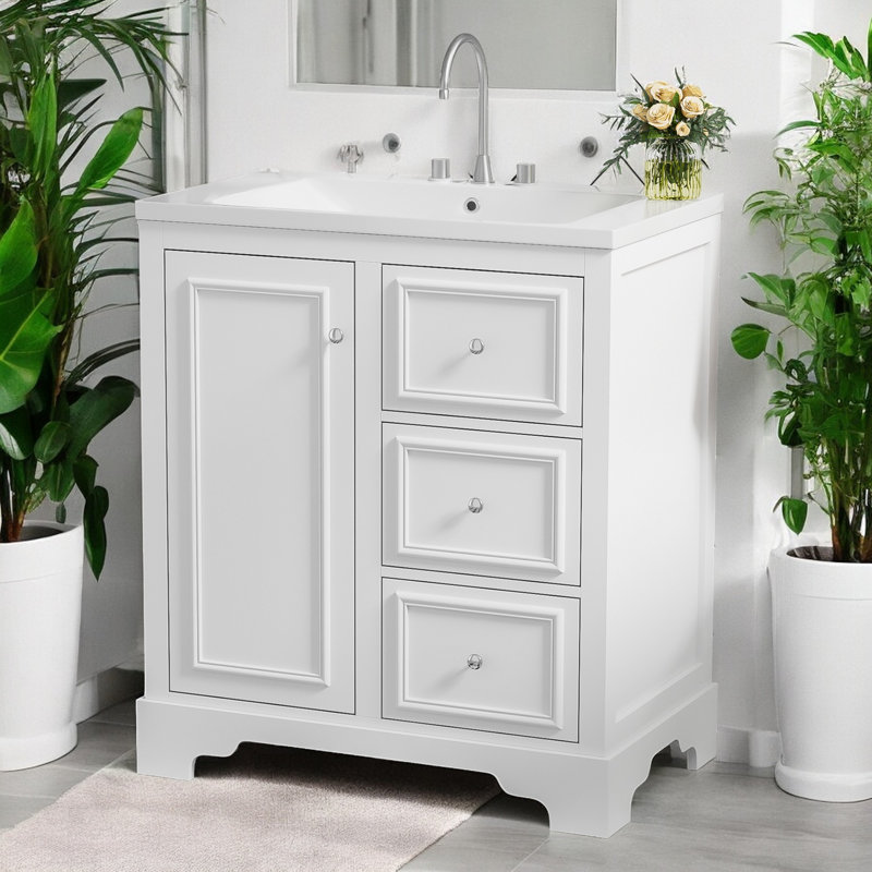 29.96'' Single Bathroom Vanity with Top, White