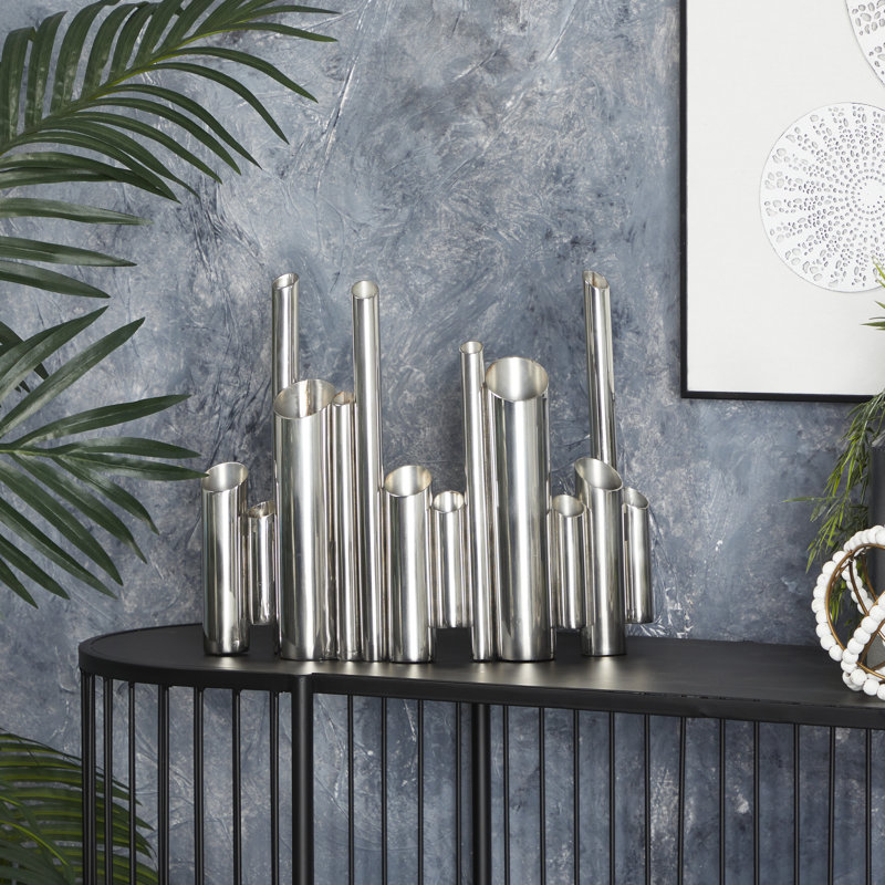 Stainless Steel Metal Organ Pipe Tube Decorative Silver Vase