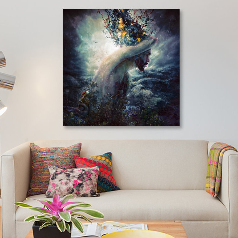 «Charade», impression sur toile, H 18 po x l 18 po x P 1,5 po, Pas de tapis, Toile tendue