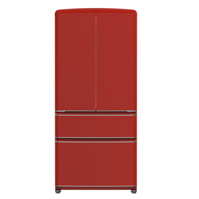 Forno Luigi, 18 pieds cubes Réfrigérateur à portes françaises rouge, conception sans poignée