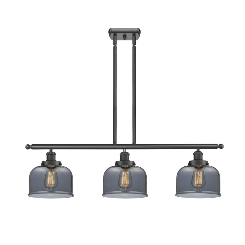 Luminaire suspendu linéaire à 3 lumières HamLake, DEL, Plaqué couleur fumée, Noir mat