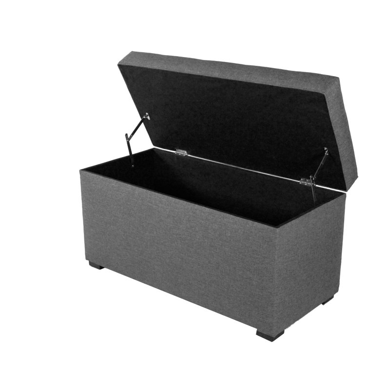 Banc de rangement rembourré Raburn, Gris foncé