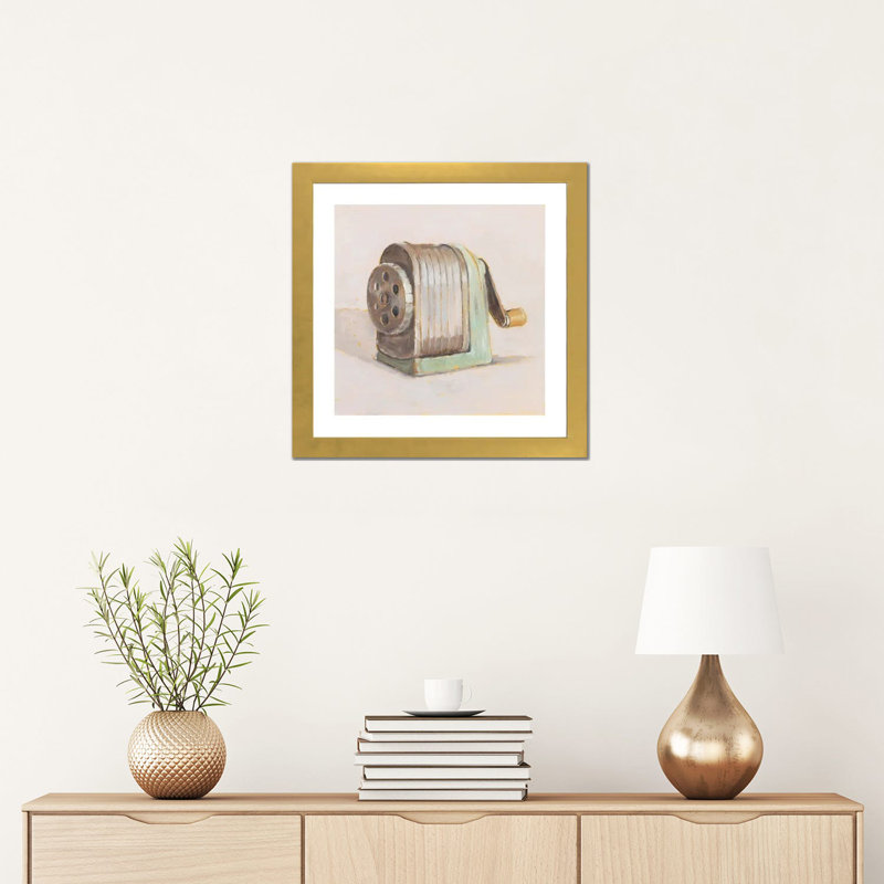 Old School III by Ethan Harper - Painting, Gold Paper, 16" H x 16" W x 1" D, White