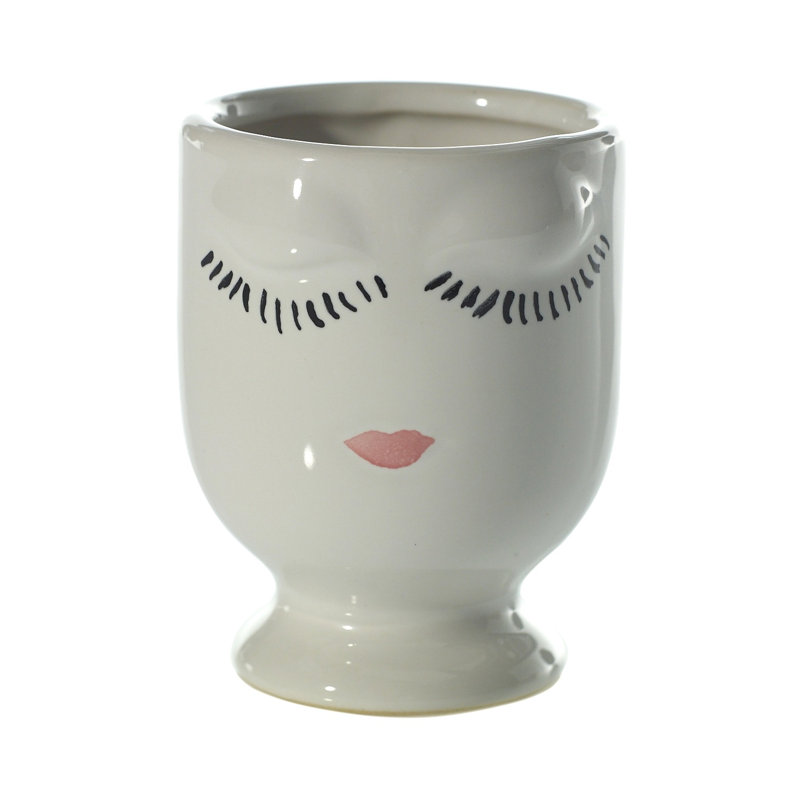 Pot intérieur / extérieur en céramique, Blanc, H 3,5 po x l 3,5 po x P 2,75 po