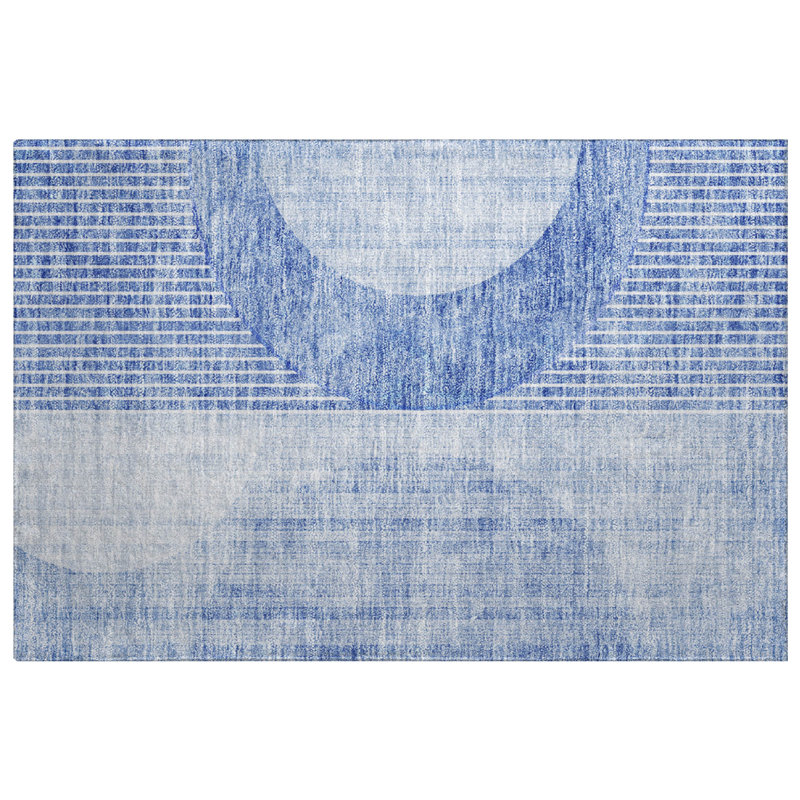 Tapis à poil long de qualité supérieure lavable à la machine ADS676, Bleu, 1 pi 8 po x 2 pi 6 po