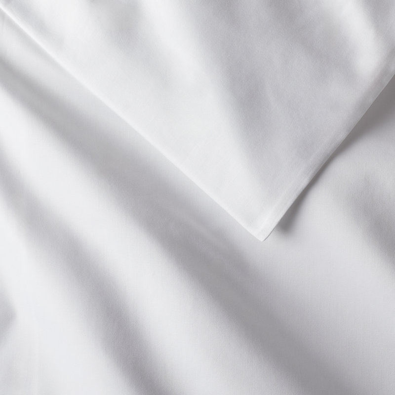 Danfield Cotton Sateen Duvet Cover Set, White, Full / Queen Duvet Cover + 2 Pillow Shams