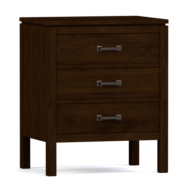 Origins 3 - Drawer Solid Wood Nightstand, Bronze