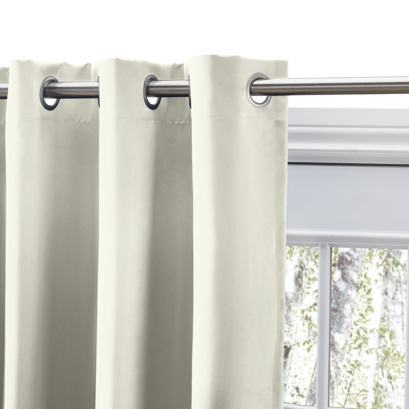 Ardelle Blackout Curtain Single Panel, 56" W x 84" L, Ivory with Antiqued Bronze