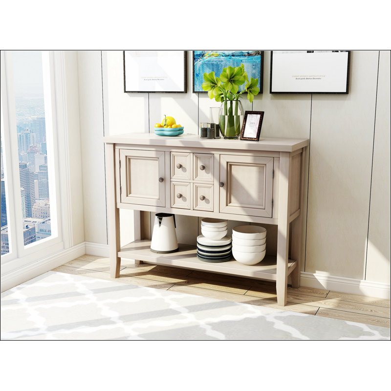 Cambridge Series Buffet Sideboard Console Table with Bottom Shelf, Antique Gray, Antique Gray