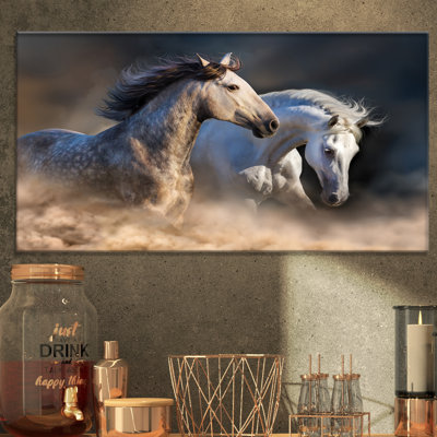 Animal Horses Running Dust Canvas Photograph - Horses Run in Dust