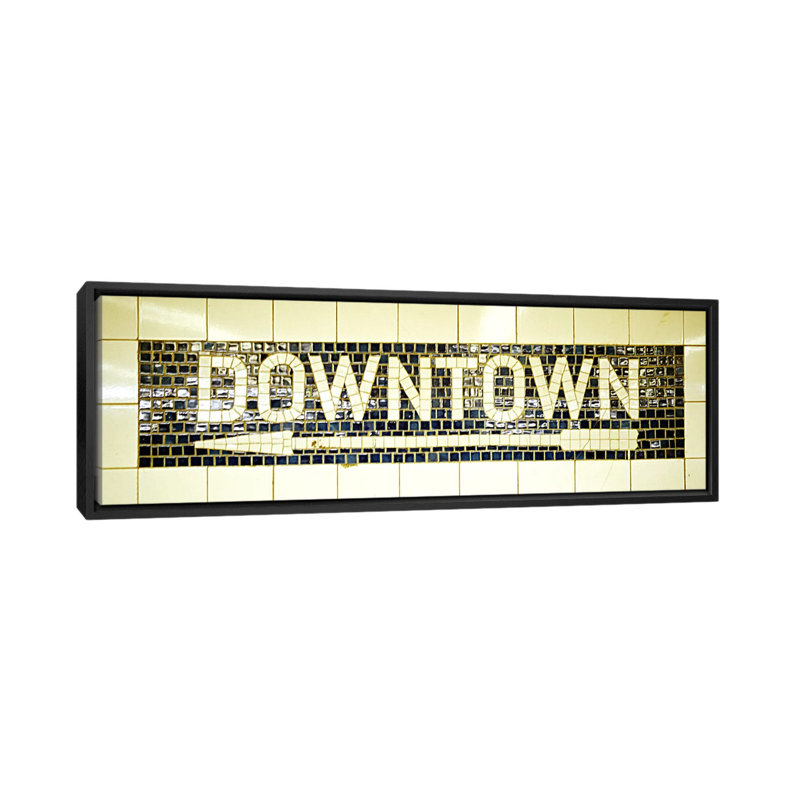 «New York City, Subway Sign», art textuel sur toile, H 16 po x l 48 po x P 1,5 po, Cadre noir