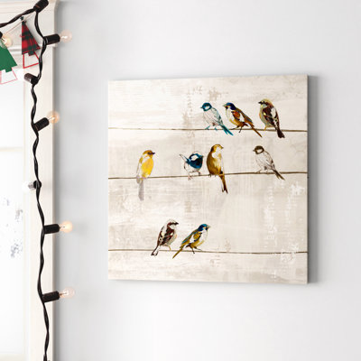 «Distress Birds On Wire Abstract», impression sur toile