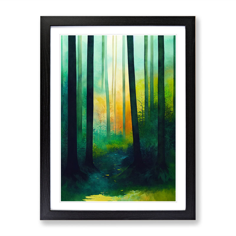 Vibrant Forest No.1 - Wall Art, Black Framed Paper, 66cm H x 48cm W, White