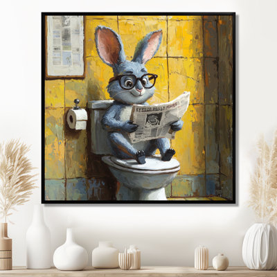 Ketterer lapin avec des lunettes dans la toilette I - lapin, art mural