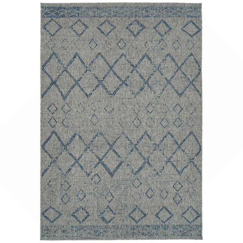 Tapis rectangulaire moderne, transitionnel, géométrique, du sud-ouest, texturé, découpé et bouclé