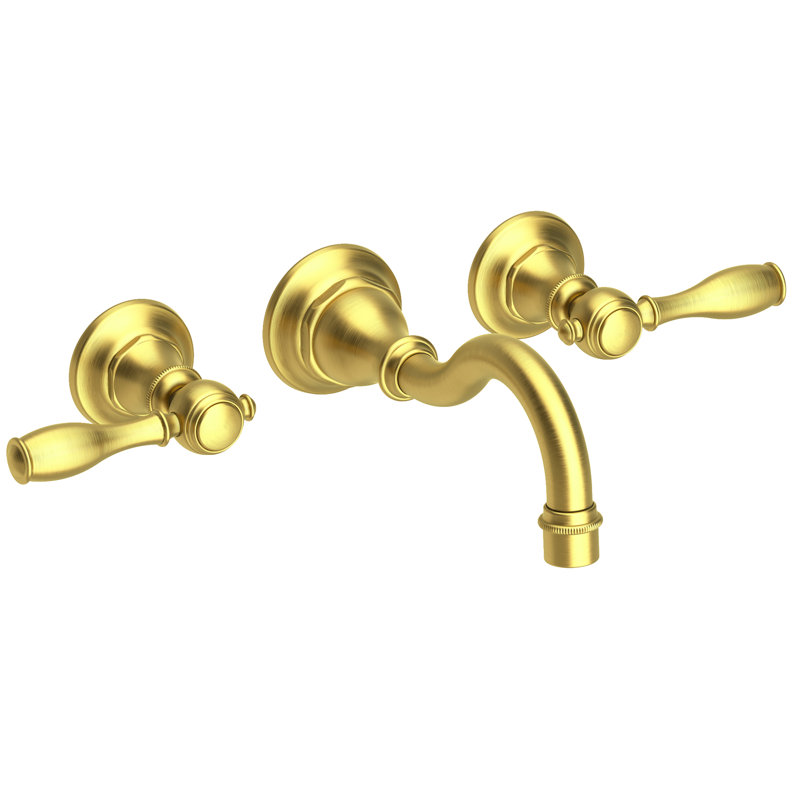 Victoria Wall Mount Bathroom Faucet, Satin Brass