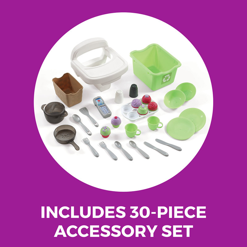 Pink and Purple Deluxe Kids Play Kitchen Set with Accessories