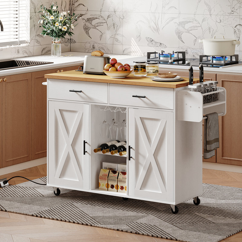 Mayrani 43.3 " W Kitchen Island, Natural /White