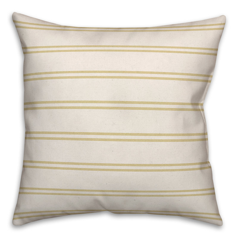 Striped Reversible Throw Pillow, Yellow