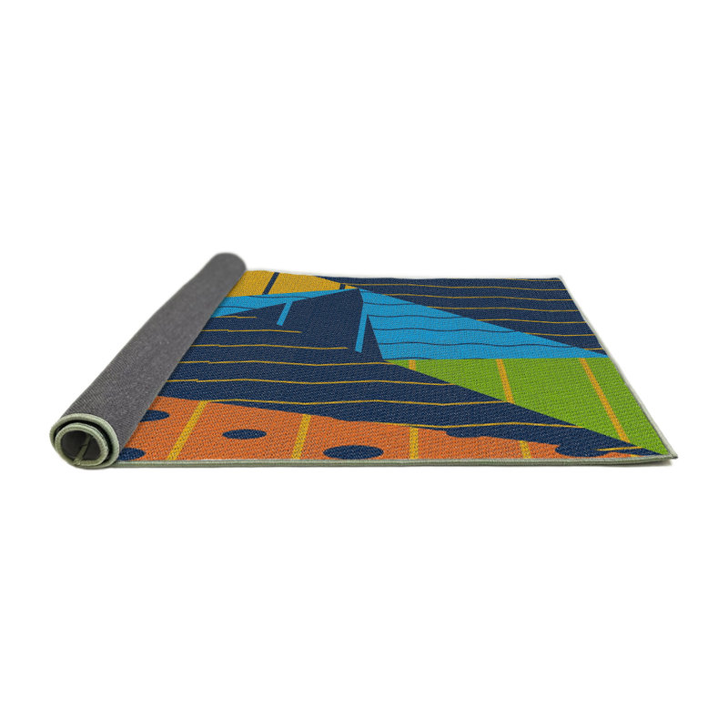 Tapis décoratif bleu, Rond 8 pi