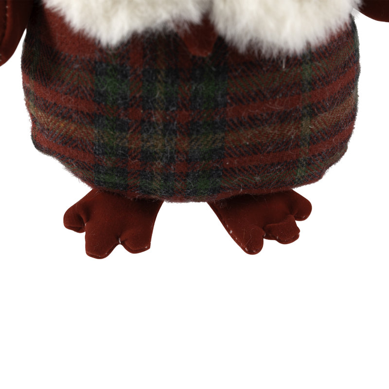 Plush Baby Owl In Plaid Christmas Ornament