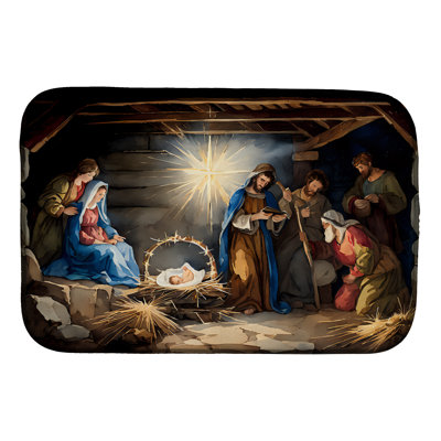 Christmas Nativity Scene Dish Drying Mat