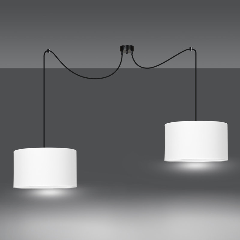 Pascua 2 - Light Black Drum Pendant, White