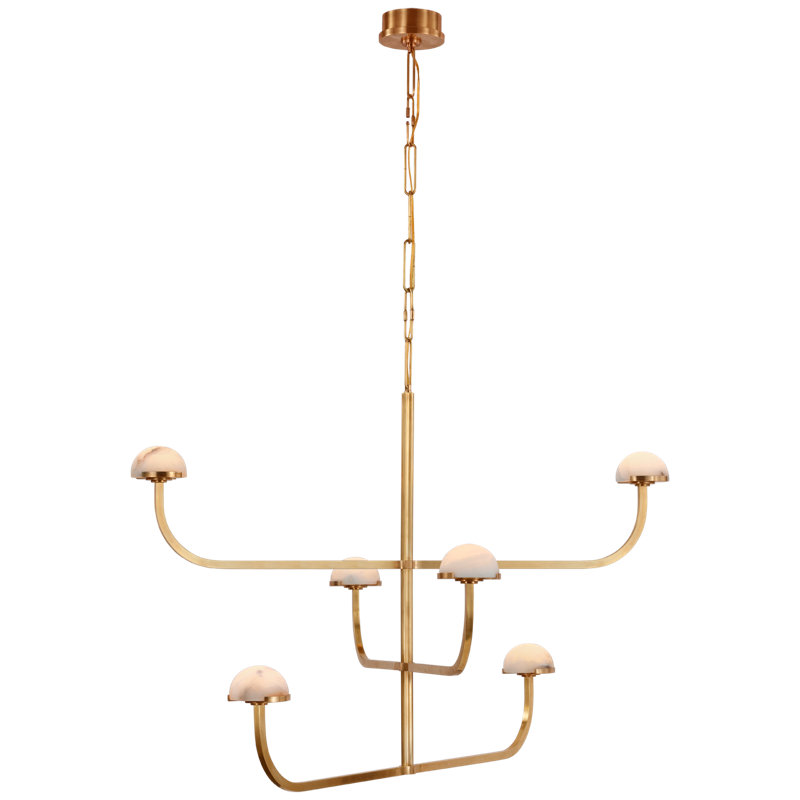 Pedra 6 - Light LED Chandelier, Antique-Burnished Brass