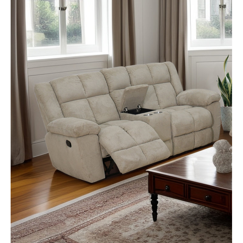 Causeuse inclinable en velours côtelé beige