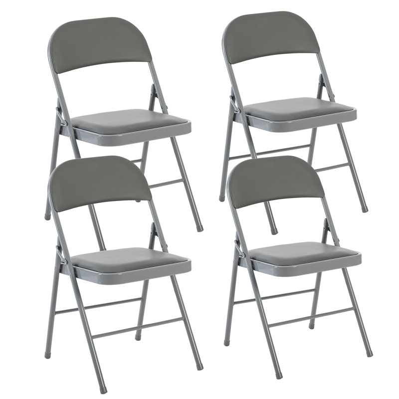 Chaises pliantes rembourrées Marinke rembourrées en métal avec sièges rembourrés, Gris, 4