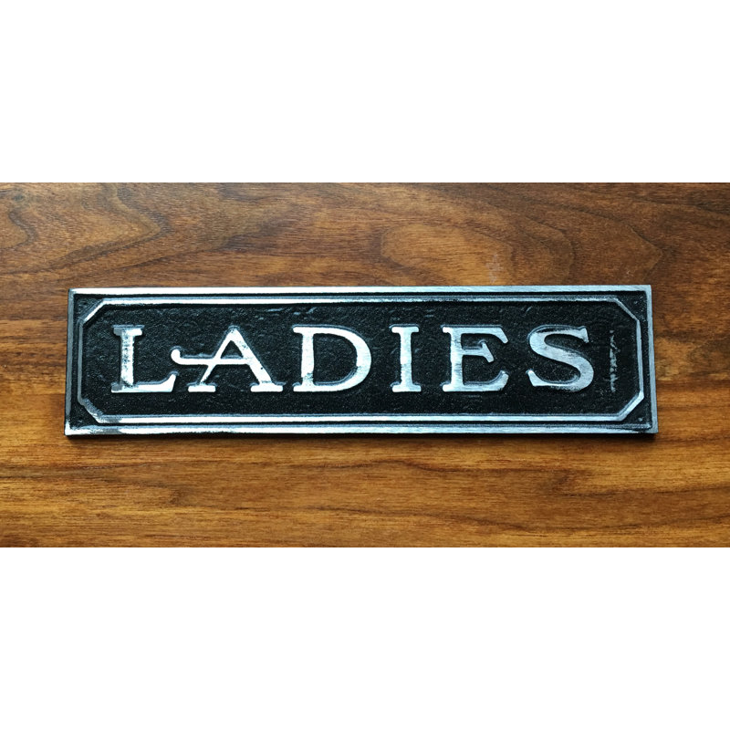 Enseigne de porte en aluminium ladies, Aluminium antique noir
