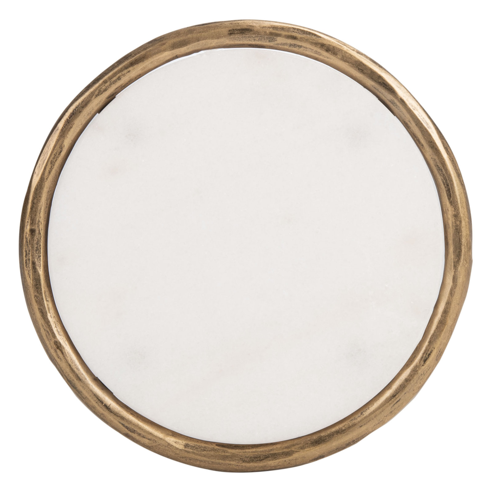 Evelynn 12" Genuine Marble End Table, White Marble Top/Brass Base