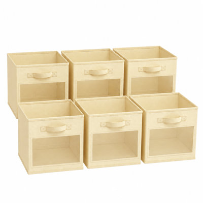 Cubes de rangement avec fenêtres transparentes, ensemble de 6 bacs en tissu pliables, boîtes de 11 pouces pour rangement de rangement pour garde-robe, casiers ou cubes