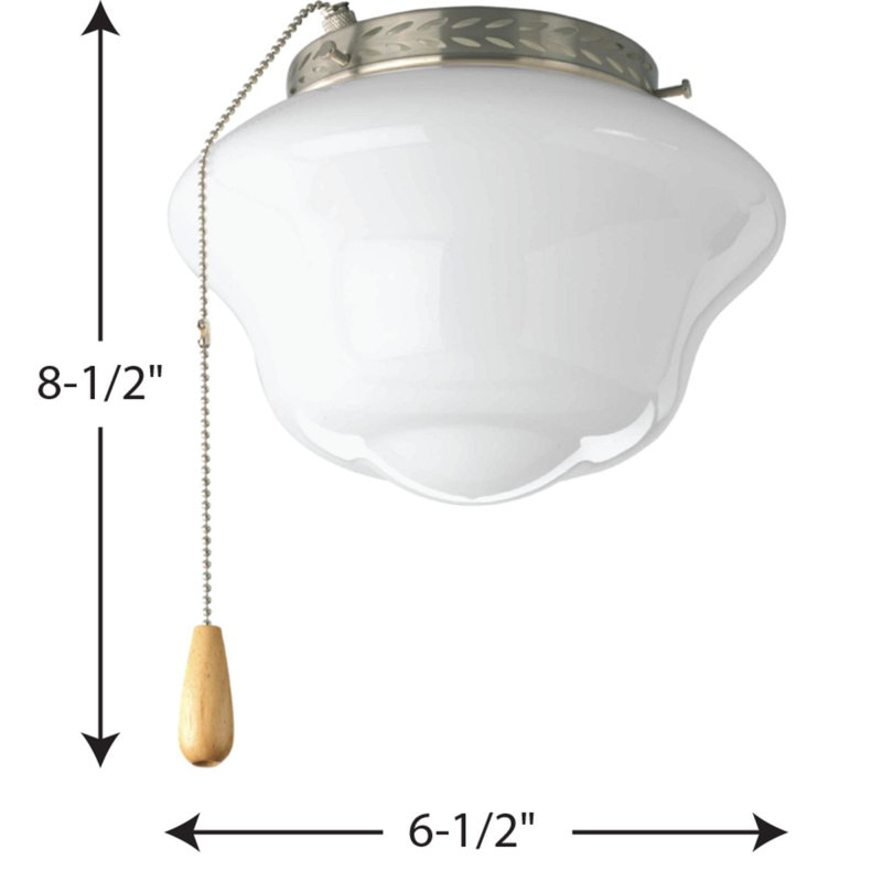1-Light Universal Ceiling Fan Schoolhouse Light Kit, Brushed Nickel