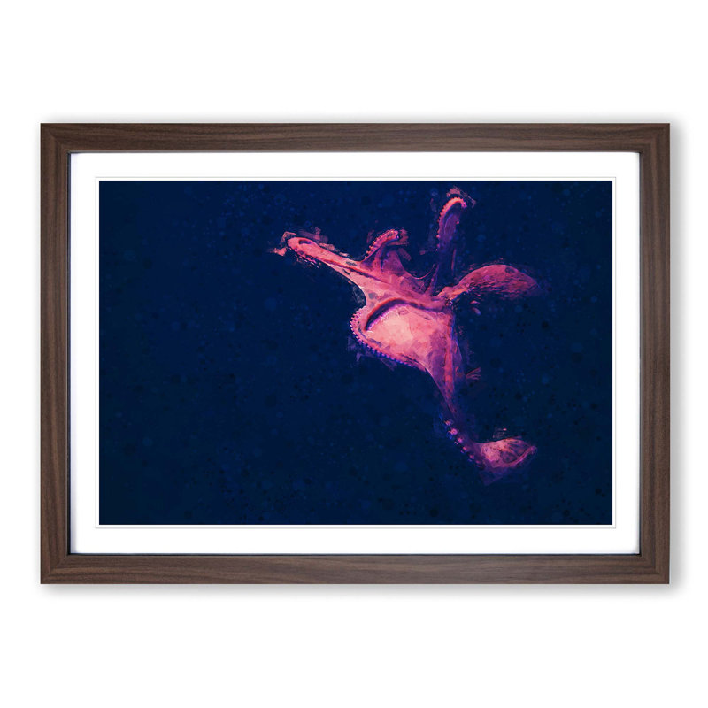 The Octopus in Abstract - Picture Frame Graphic Art Print, Walnut Framed, 62cm H x 87cm W x 2cm D