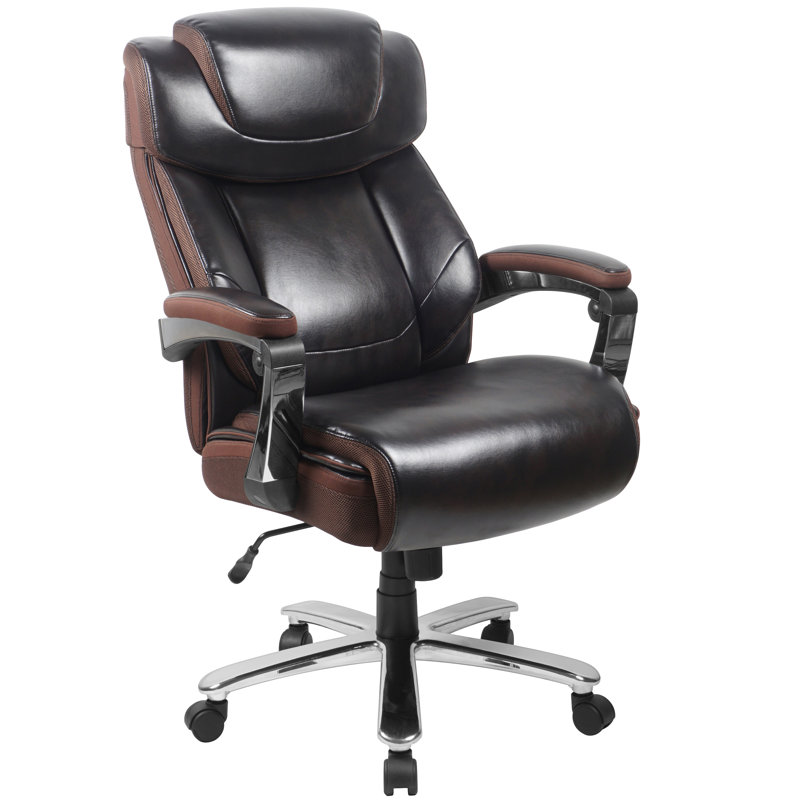 Esmeralda Big & Tall LeatherSoft Ergonomic Office Chair with Headrest and Armrests, Brown