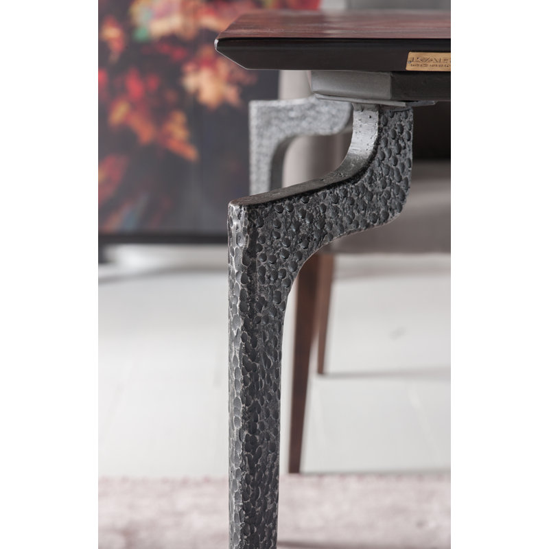 Bow Solid Wood Top Metal Base Dining Table, H76 x L200 x W90cm