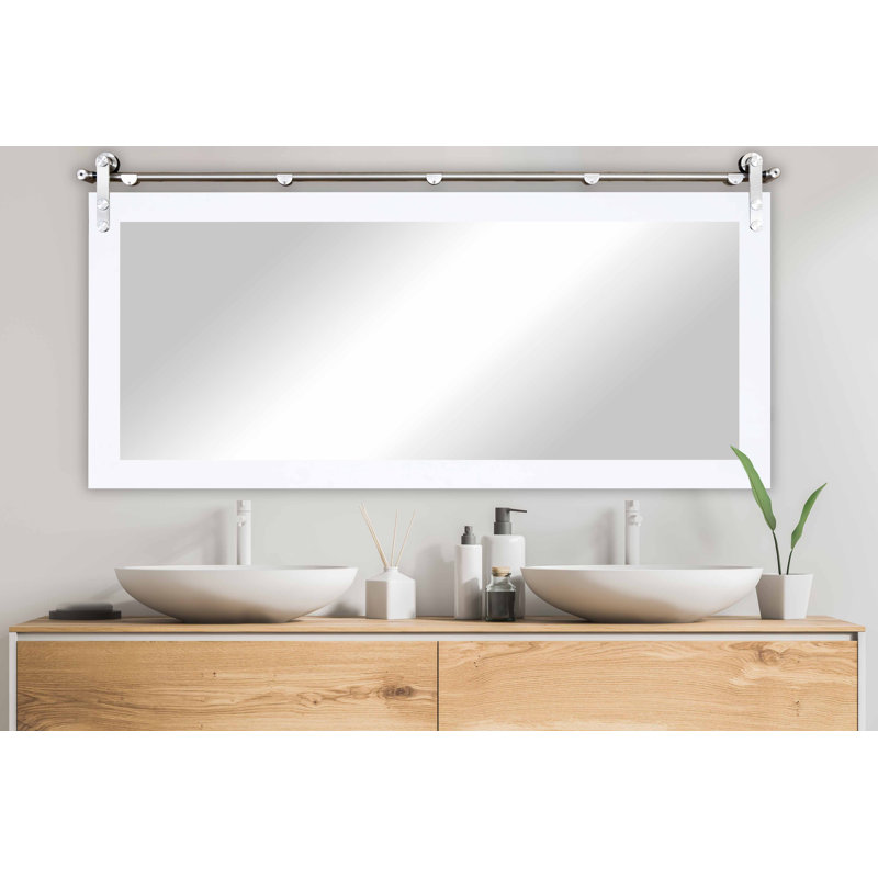 Singapore Engineered Wood Flat Mirror, White, 30" x 57"