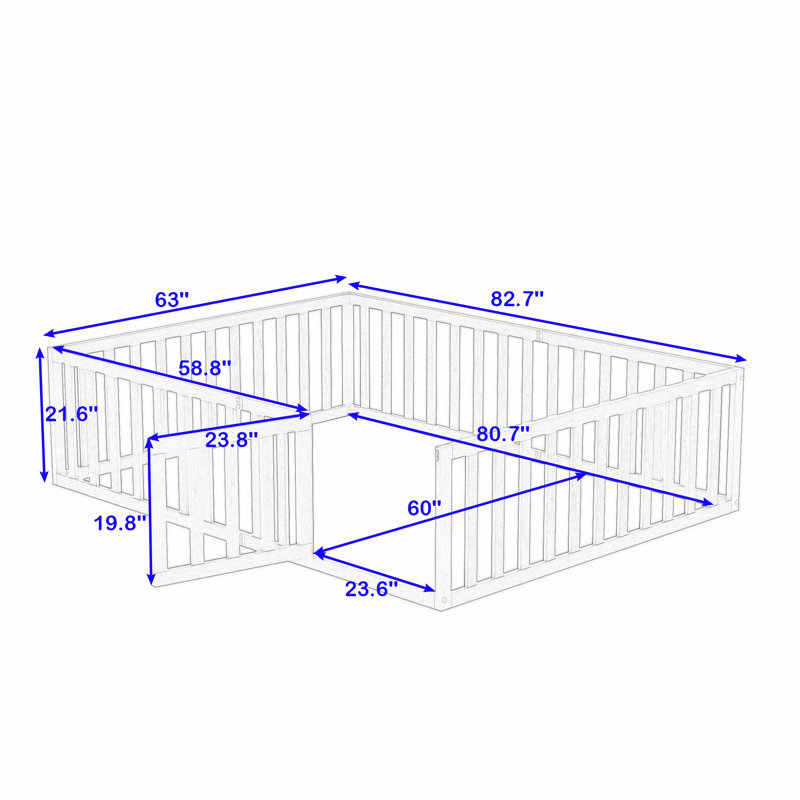 Hendrelino Wooden Daybed Frame with Guardrail, Walnut, Queen
