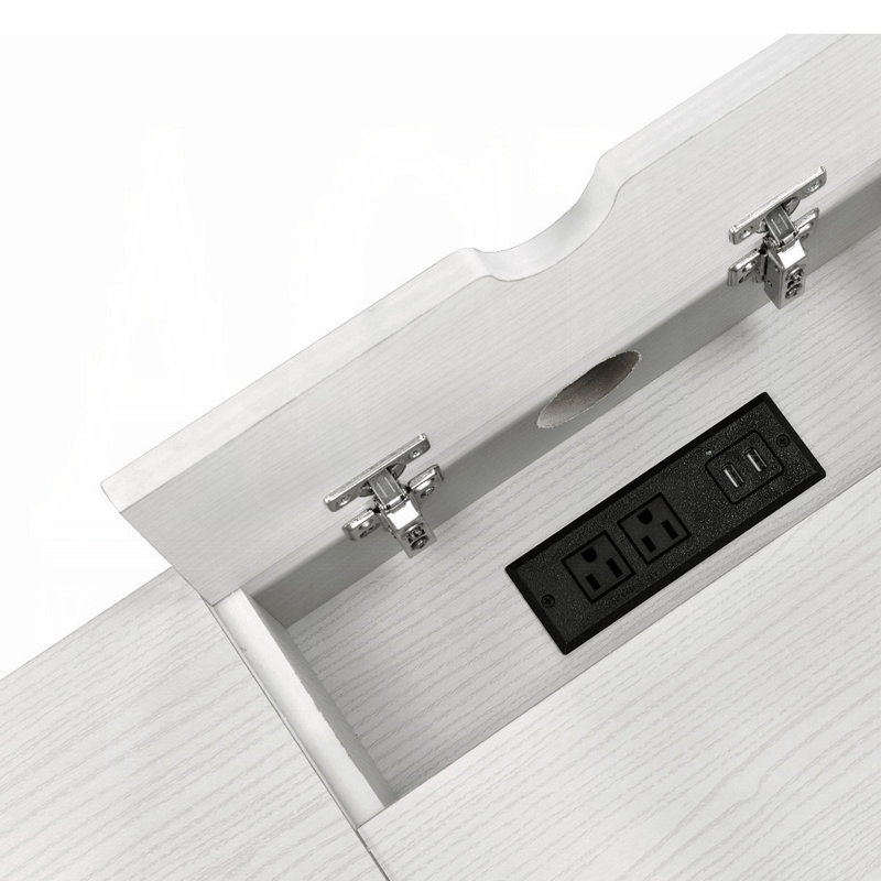 Bureau d'écriture avec port USB, Blanc