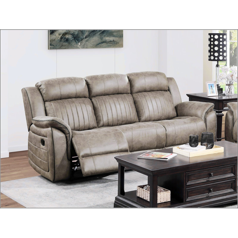 Ariste 83.07'' Pillow Top Arm Reclining Sofa, Sandy Brown Microfiber/Microsuede
