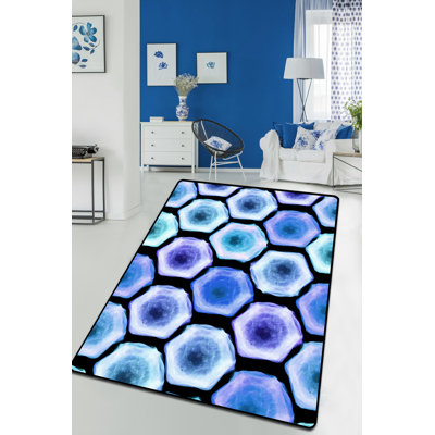 Tapis d'entrée de qualité supérieure, bleu, 31,5 po x 39,4 po | 100% polyester, hauteur des poils de 0,4 po, antibactérien, envers en feutre antidérapant | Lavable à la machine, durable, idéal pour le décor du salon et du vestibule