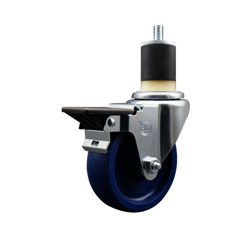 Solid Poly Swivel Expanding Stem Caster with Brake SCC PLB 4" x 1-7/8"