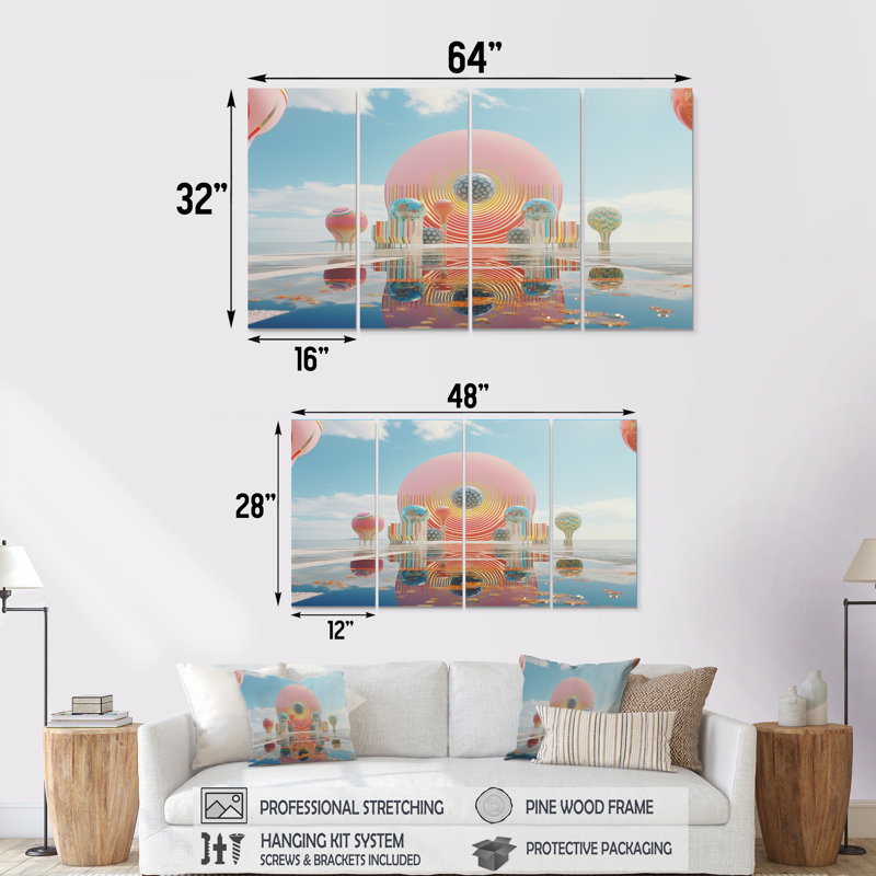 Culberhouse - Ensemble de décoration murale paysage abstrait 4 pièces, H 28 po x l 48 po