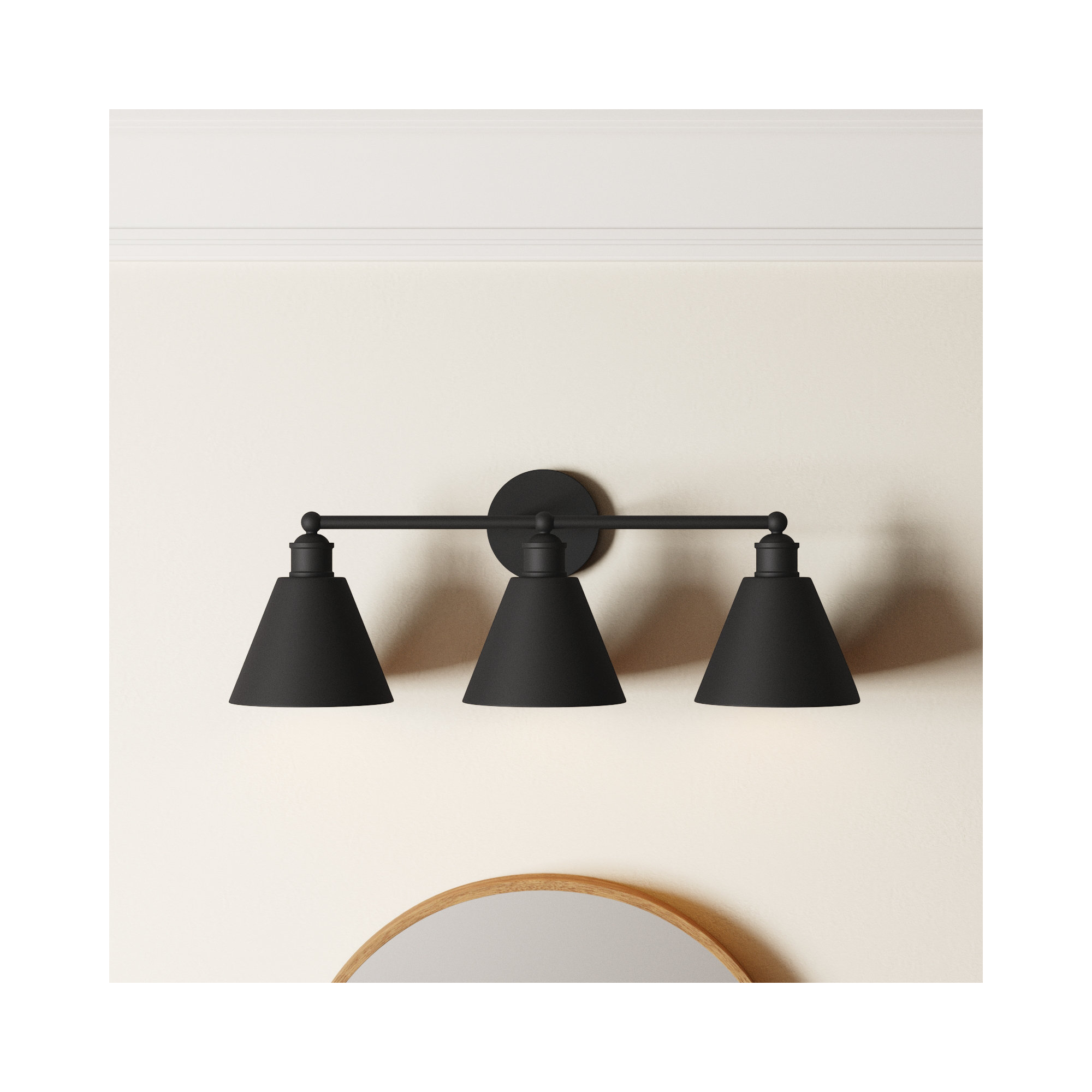 Rolandat 27" W 3-Light Dimmable Vanity Light , Matte Black