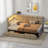 Upholstered Daybed With 2 Drawers, Charging Station, Led Lights, Storage Headboard And Checkered Button Decoration-2144532750