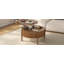 Table basse ronde à plateau relevable avec rangement caché, table de cocktail circulaire cannelée en bois massif, table de centre de ferme moderne en bois pour le salon, noyer